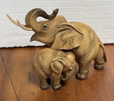 Vintage Guido Cacciapuoti Italy Mother & Calf Elephant Ceramic Figurine Signed picture