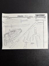 Vintage 1988 TMNT Concept Model Sheet Turtles' Weapons Katana Sai Bo Nunchaku picture