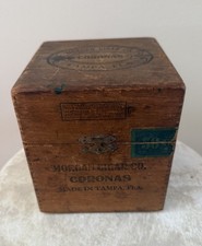 Antique 1926 Morgan Cigar Co. Tampa, Florida Coronas Wooden Cigar Box picture