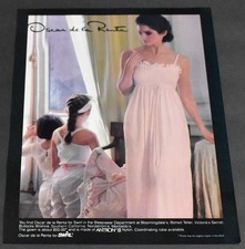 1983 Print Ad Fashion Brunette Lady Gorgeous Oscar de la Renta Sleepwear Art TL picture