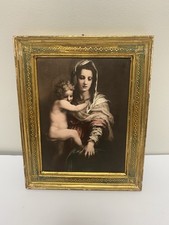 Antique Italian Renaissance Revival Religious Framed Print – Mary and Jesus picture