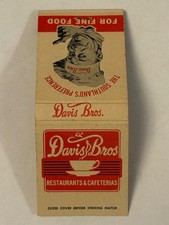Davis Bros Restaurants & Cafeterias Full Matchbook New York Georgia Tennessee picture