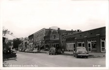 Louisville GA Street Scene Cars Storefronts Cline #1 RPPC Photo Postcard COPY picture