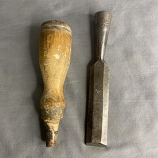 VINTAGE FULTON 3/4” WIDE SOCKET CHISEL WITH BEVEL SIDES Loose Handle picture