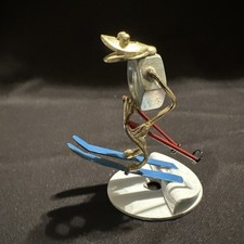 Vtg 2000 Arthur Ward Skier Frog Sculpture Nuts Bolts Winter Sport Reproduction picture