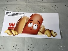 VTG RARE WIENERSCHNITZEL BUMPER STICKER - AMERICAS MOST WANTED HOTDOG picture