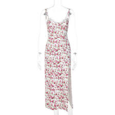 Lace Flowers Print Long Dress Sexy Fashion Slit Suspender Dress Summer Womens picture
