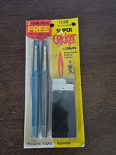 Vtg Super Cricket By Gillete Disposable Butane Lighter With 2 Flair Pens, Black picture