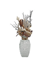 Coastal Shell Sculpture Art Bottle Decanter | Beach House Decor  Bar Cart Decor picture