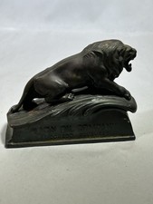 Vinage Rare Lion Oil Company Paperweight Metal / Bronze Fuels Advertising Gas picture