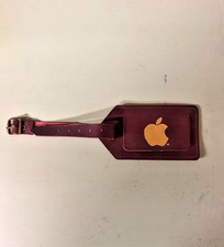 vintage 1980 Apple Computer Leather Luggage Tag Rare Hazel America's Case Maker picture