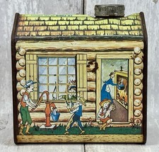 Rare Vintage Towle’s Log Cabin Syrup Tin Cowboys Indians Scene 2 Lb w Cap picture