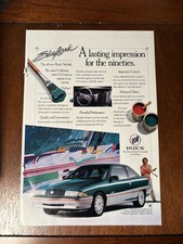 Buick 1992 Skylark, Full Page Vintage Print Ad 90s colors Teal & pink  picture