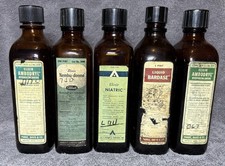 Vintage Amber Pharmacy Bottle Lot of 5 1 Pint Abbott Parke Davis Ascher Labels picture