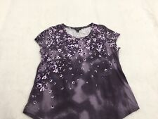 Simply Vera Vera Wang T Shirt Womens XL Gray Purple Floral Scoop Neck picture
