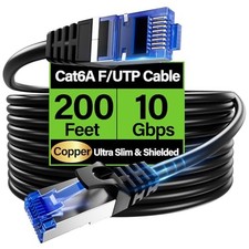 Cat6A Ethernet Cable Shielded 10Gbps 200 ft, Slim Shielded (F/UTP) Ethernet C... picture