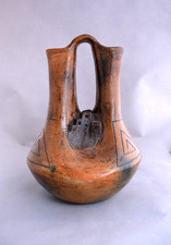 Jerry Whitethorn - Large Navajo Pictorial Wedding Vase Pot - Old Pueblo - 11 3/4 picture