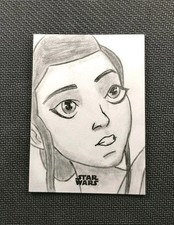 Padme Amidala 2025 Star Wars Topps Chrome Sketch Card 1/1 Signed Brandon Klein  picture