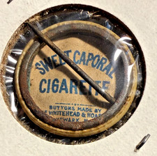 ca 1890s Whitehead Hoag JAPAN BUTTON PIN Pinback Sweet CAPORAL CIGARETTE / A0101 picture