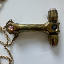 Rare Vintage Corki Weeks Solid Brass Oil-Filled Kaleidoscope Pendant Necklace picture