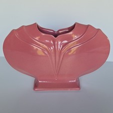 McCoy Roseville Floraline Vase  Dusty Rose Art Deco Style USA Large 13