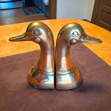 Vintage mid century brass duck head book ends  picture