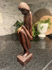 Vintage Hand-Carved Wooden Folk Art Sculpture 11” picture