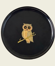 Vintage Mid-Century Couroc Of Monterey Owl Serving Tray 10.5