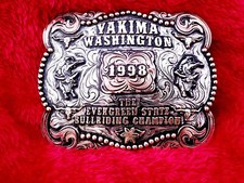 RODEO BULL RIDING CHAMPIONSHIP Trophy Buckle☆Yakima Washington☆1998☆RARE☆713 picture