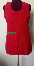 Vintage Red Patterned Smock Apron Double Ruffled Pocket Small picture
