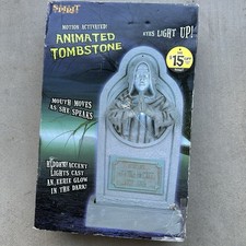 Rare Working Spirit Halloween Late 2000s Animated Tombstone Retired Horror Prop  picture
