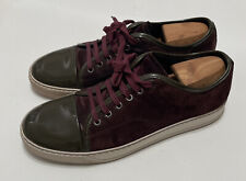LANVIN Burgandy/Green Suede Patent Leather Cap Toe Sneakers Size US 8 picture