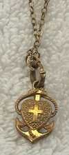 Antique Faith Hope Charity Heart Anchor G.P. Necklace & Ring picture