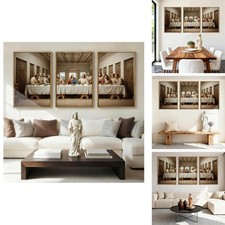 The Last Supper Canvas Wall Art Framed 16x24 Inch Set of 3 ANHUIB picture