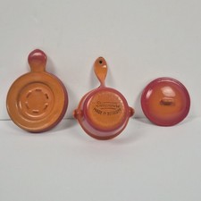 Vintage Descoware Enameled Cast Iron Butter Warmer And Trivet Made In Belgium picture