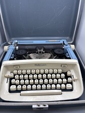 Vintage Royal Aristocrat Typewriter With Carrying Case~ Baby Blue/ White  picture