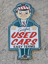 VINTAGE CERTIFIED USED CARS PORCELAIN SIGN GAS  MOTOR OIL AUTO SALES 10