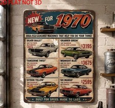 Vintage 1970 Muscle Cars Print Metal Wall Sign Garage Home Decor NEW- 8x12 picture