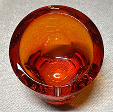 Vintage VIKING GLASS Ashtray Orange Persimmon Tripod Slant Mid Century MCM Retro picture
