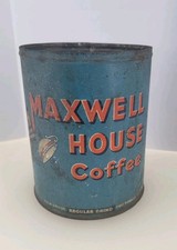 1940s Vintage Maxwell House Coffee Tin 2 Lb Can Regular Grind picture