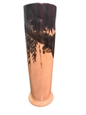 Unique Antique Limoges France Hand Painted Ceramic Bird Vase Signed 12 In Tall picture