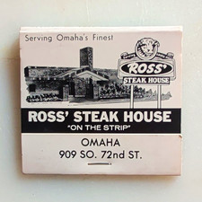 Ross’ Steak House “On the Strip” Omaha, Nebraska Matchbook 909 So. 72nd St. picture