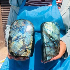 6.68LB 2pcs Natural Gorgeous Labradorite Quartz Crystal Stone Specimen Healing picture