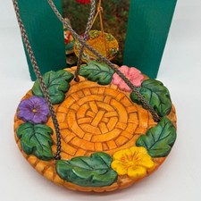Vintage 1970s Homco Faux Wood Hanging Basket Plaque Flower Bird Feeder Boxed picture