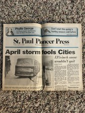 newspaper Headlines April 15, 1983 Saint Paul Press Gigantic Snowstorm picture