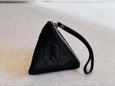 McQ Alexander McQueen Black Leather Pyramid Pouch Wristlet Embossed picture