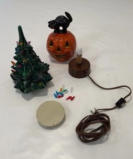 VTG 1977 Ceramic 11” Christmas Tree & Jack-o-lantern Holiday Christmas Halloween picture