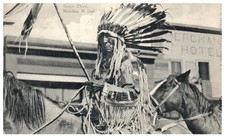 1910 MANDAN NORTH DAKOTA ND SIOUX CHIEF INDIAN WAR BONNET HORSE POSTCARD P8583 picture