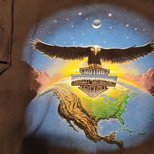vintage harley davidson t shirt RED RIVER BALD EAGLE 1994 SINGLE STITCH SZ LARGE picture
