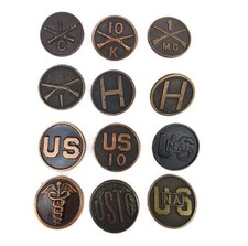 WWI US Army Collar Disc Lot 12 Antique Military Insignia Infantry Artillery USNA picture